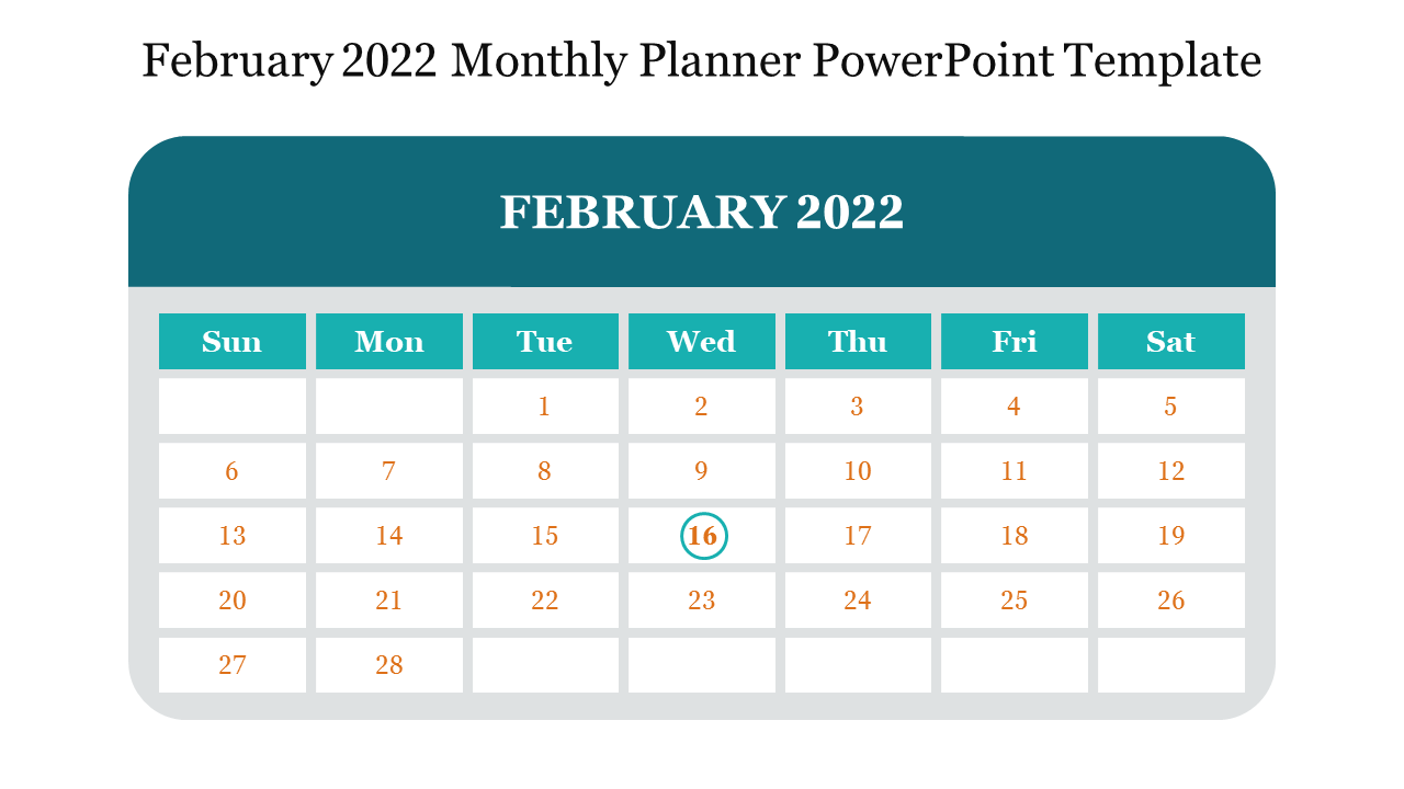 February 2022 Monthly Planner PowerPoint Template
